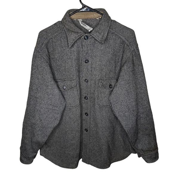 Vintage Woolrich Herringbone Wool Button Mackinaw Cruiser Jacket XL - Picture 1 of 6